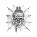 skull and bats tattoo design idea