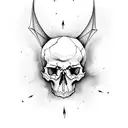 skull and bats tattoo design idea