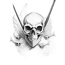 skull with bat wings tattoo design idea