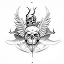 skull with bat wings tattoo design idea