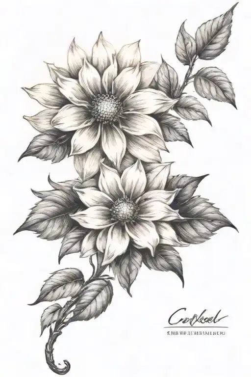 flower and sunbeam tattoo design idea