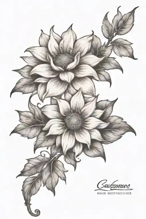 flower and sunbeam tattoo design idea
