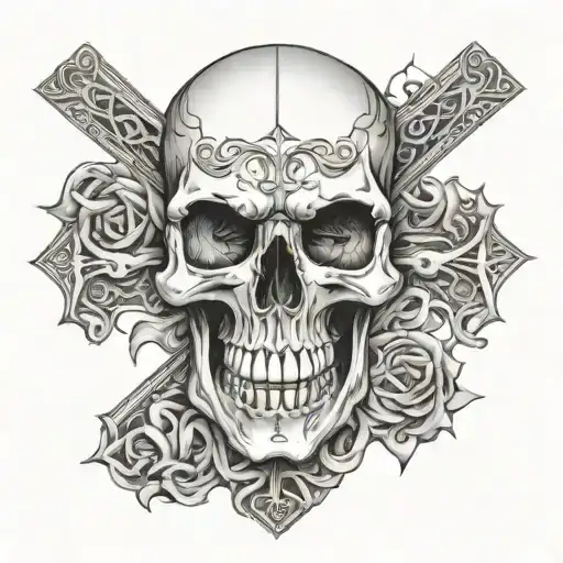 skull cross 8 Bjj tattoo design idea