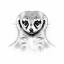 anxious meerkat with flowers tattoo design idea