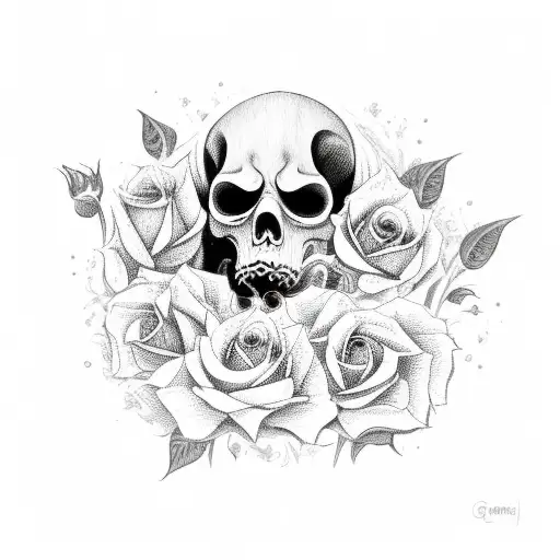 Grim Reaper holding clock with burning roses  tattoo design idea