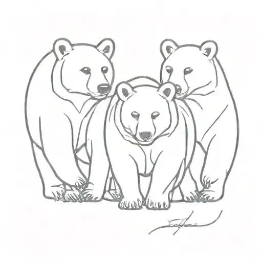 3 bears in line  tattoo design idea