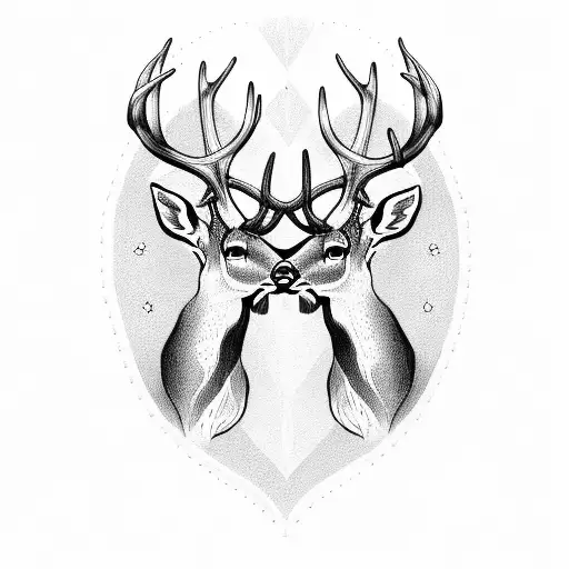 two headed deer with antlers tattoo design idea