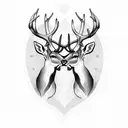 two headed deer with antlers tattoo design idea