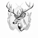 two headed deer with antlers tattoo design idea