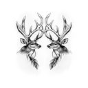 two headed deer with antlers tattoo design idea