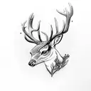 two headed deer with antlers tattoo design idea