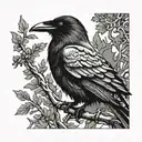 Raven perched alone tattoo design idea