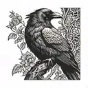 Raven perched alone tattoo design idea