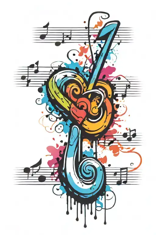 music heartbeat love happy face tattoo design idea