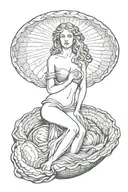 aphrodite inside a shell tattoo design idea