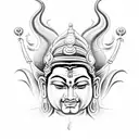 need a tatto work for my back, where shiva is furious with calm buddha, and also angry hanuman with ganesha.  tattoo design idea