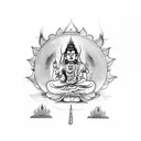 need a tatto work for my back, where shiva is furious with calm buddha, and also angry hanuman with ganesha.  tattoo design idea