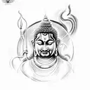 need a tatto work for my back, where shiva is furious with calm buddha, and also angry hanuman with ganesha.  tattoo design idea