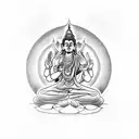 need a tatto work for my back, where shiva is furious with calm buddha, and also angry hanuman with ganesha.  tattoo design idea