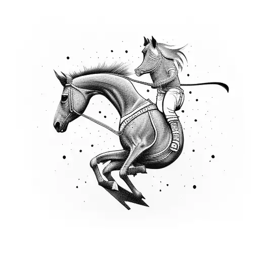 A skateboard with a horse riding it tattoo design idea