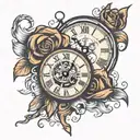 half broken clock and half broken heart tattoo design idea