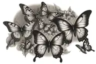 Life Goes On with 4 Butterflies flying tattoo design idea