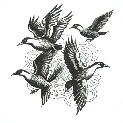 flying geese flying tattoo design idea
