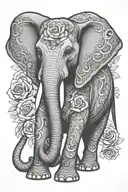 elephant adorned roses intertwined tattoo design idea