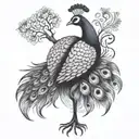 creepy peacock tattoo design idea