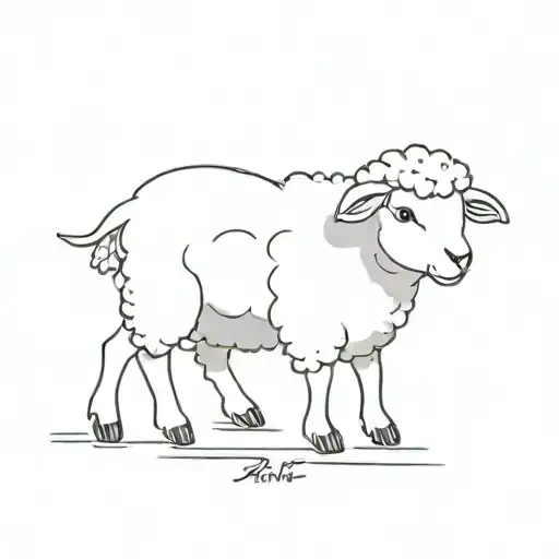 Tiny child drawn sheep or lamb With 99 tattoo design idea