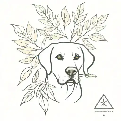 Labrador geometric olive leaves growing tattoo design idea