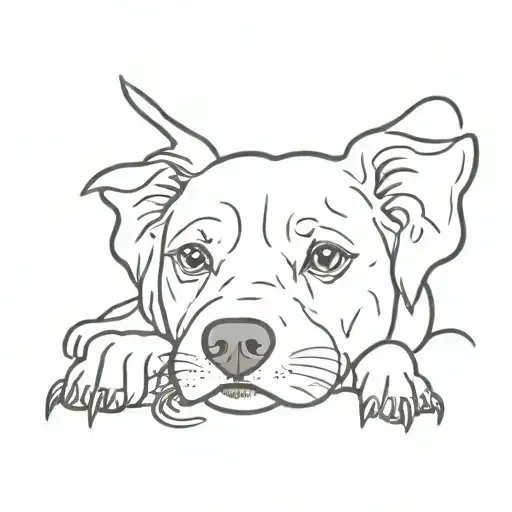 dog nose and paws and Olive written inside tattoo design idea