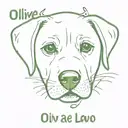 labrador puppy face with paw marks and text Olive  tattoo design idea