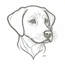 labrador puppy face with paw marks and text Olive  tattoo design idea