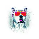 Pitbull fase split, puppy Pitbull between  tattoo design idea