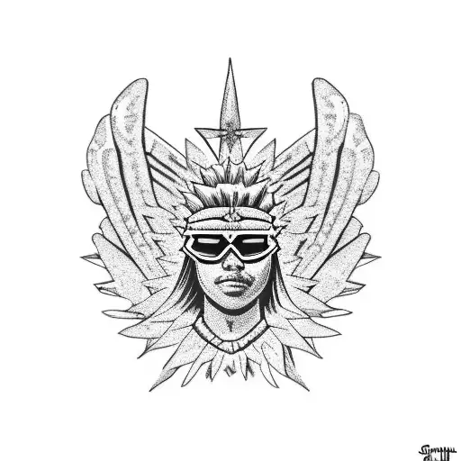 spiny blue shell biblicaly accurate angel tattoo design idea