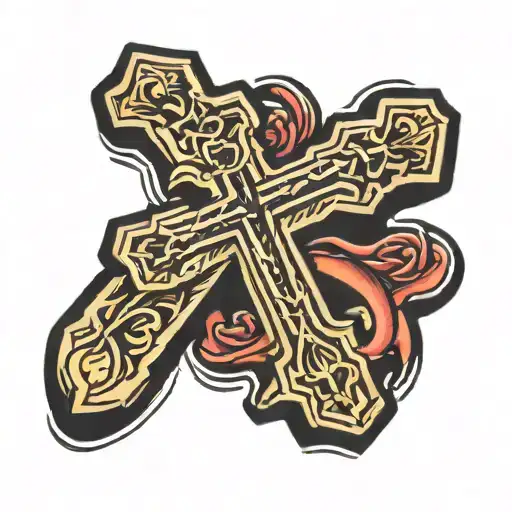 Christian 3 nails and cross tattoo design idea