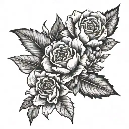 January, May, June, June, July, August birth flowers tattoo design idea