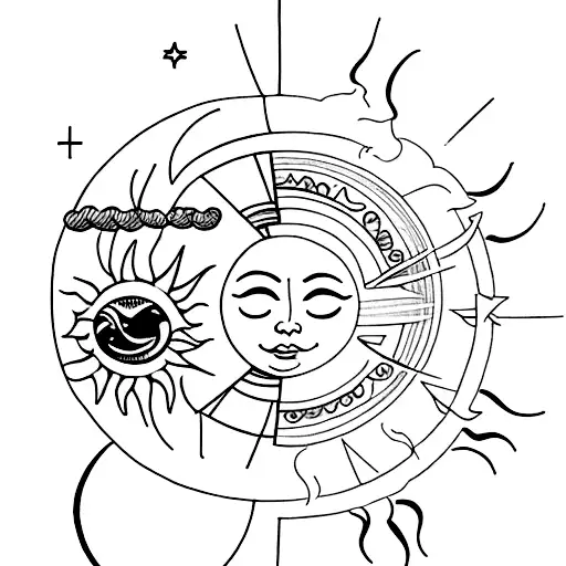 Sun and Moon tattoo design idea