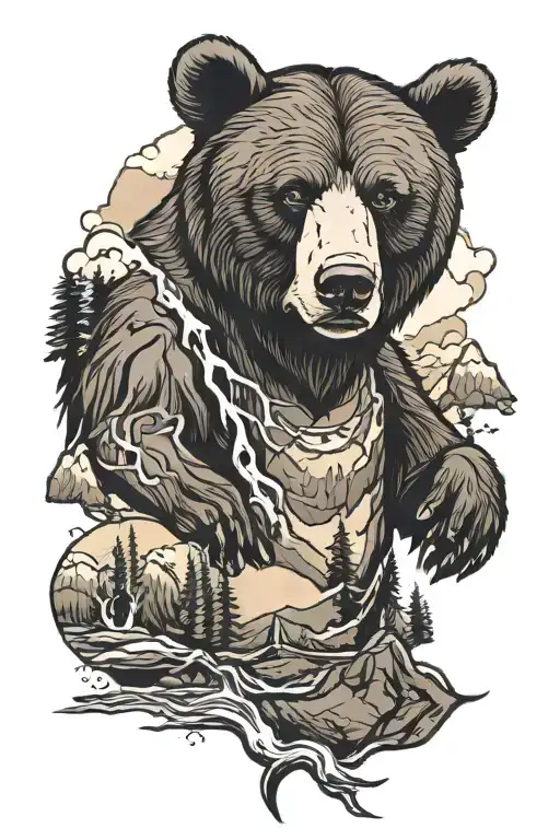 Wisconsin, Colorado mountains, California bear tattoo design idea