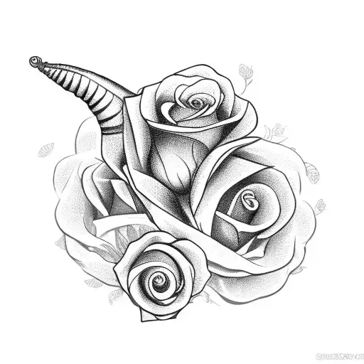 snail shell with roses  tattoo design idea