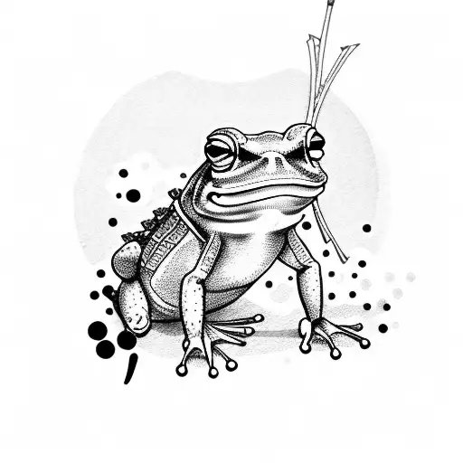 samurai frog  tattoo design idea