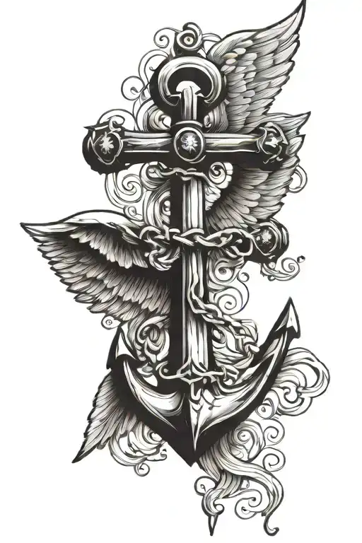 Anchor angel wings tattoo design idea