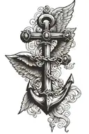 Anchor angel wings tattoo design idea