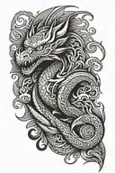 maori arm sleeve including dragon breathing fire tattoo design idea