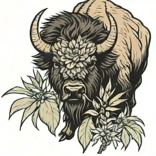 bison and yucca plant intertwined tattoo design idea