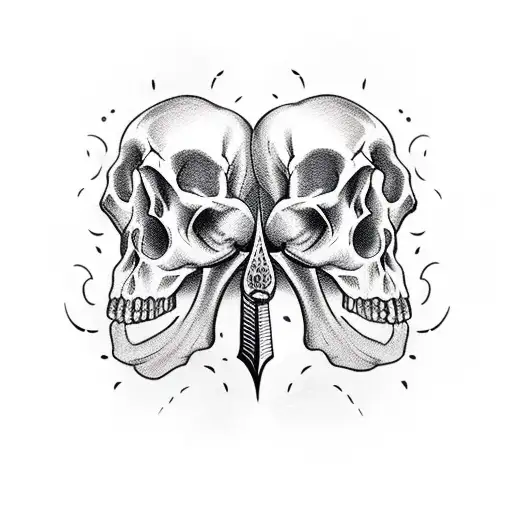 sword going through skull tattoo design idea