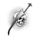 sword going through skull tattoo design idea