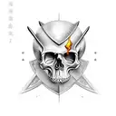 sword going through skull tattoo design idea