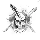 sword going through skull tattoo design idea